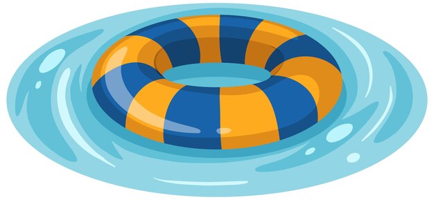 Striped blue and yellow swimming ring in the water isolated