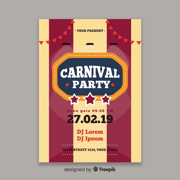 Полосатый плакат карнавальной вечеринки
