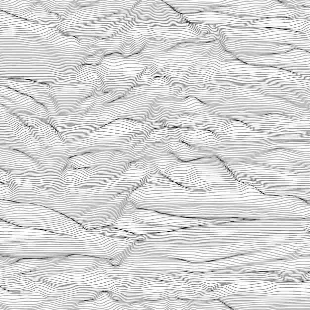 Striped grayscale background. Sound wave oscillation.