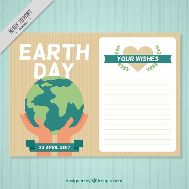 Striped greeting card in flat design for mother earth day