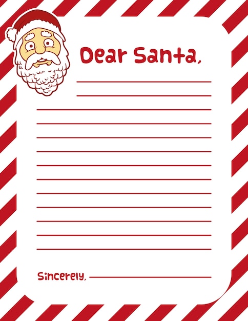 Free vector striped letter to santa claus