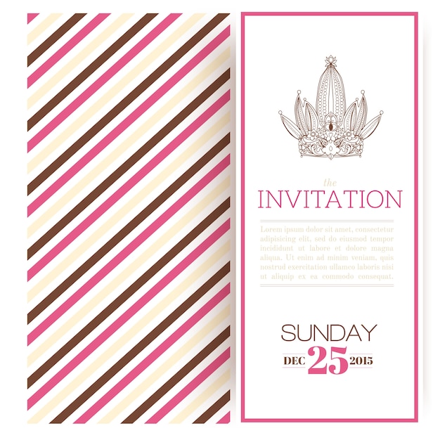 Striped princess invitation template