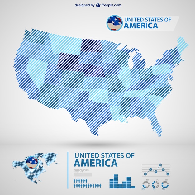 無料ベクター アメリカのベクトル地図infography