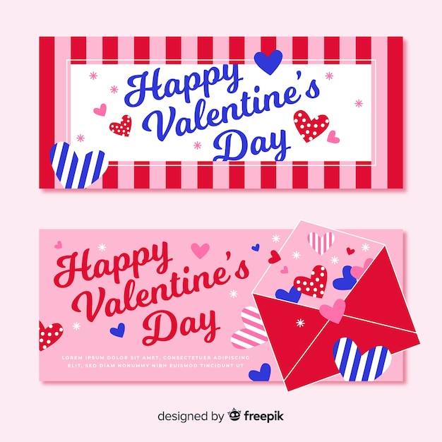 Free vector striped valentine banner