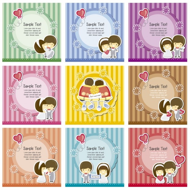 Free vector striped wedding labels