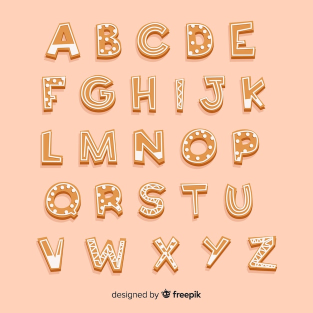 Free vector stripes and dots gingerbread alphabet