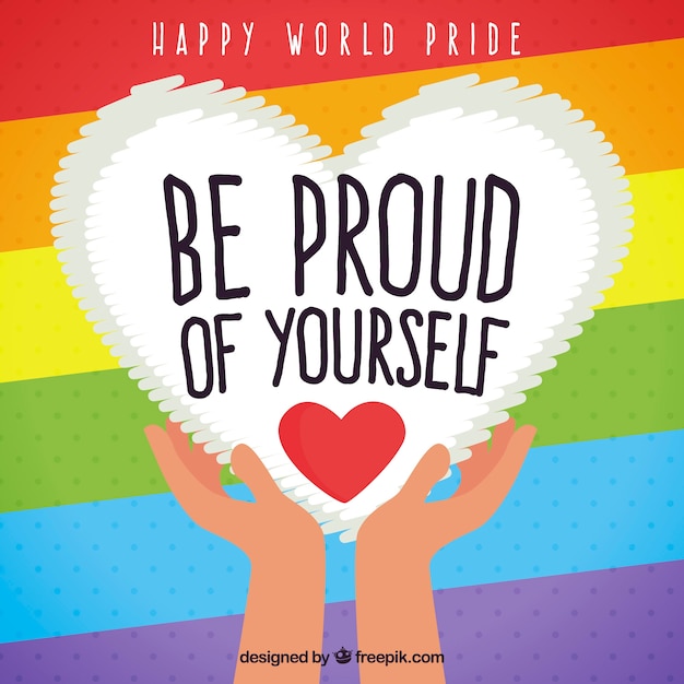 Free vector stripes and heart of pride day colorful background