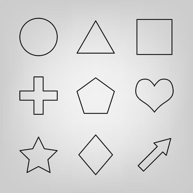 Stroke geometric shapes set vector