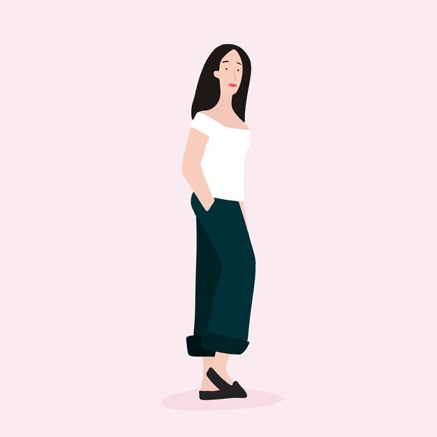 Strong Asian woman full body vector