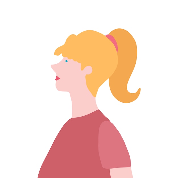 Strong blond woman in profile vector