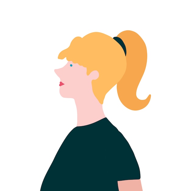 Strong blond woman in profile vector