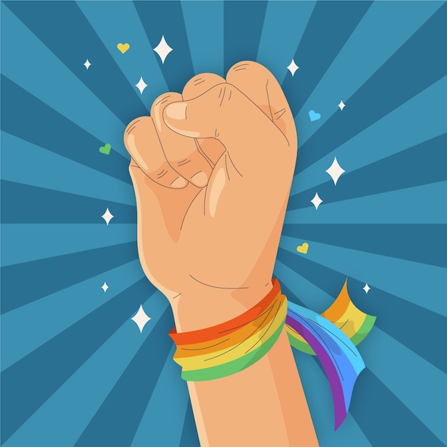 Free vector strong fist and rainbow bracelet flag