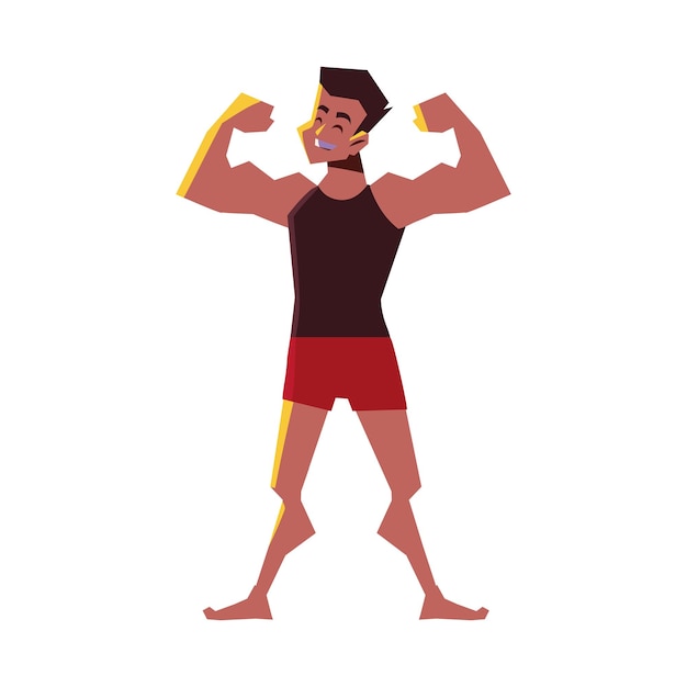 Strong man character icon isolated