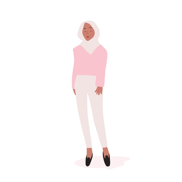 Strong muslim woman full body vector