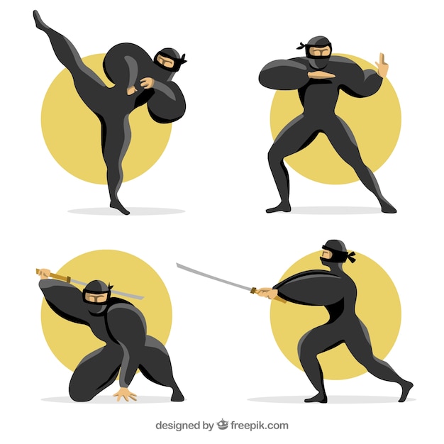 Free vector strong ninja character collection