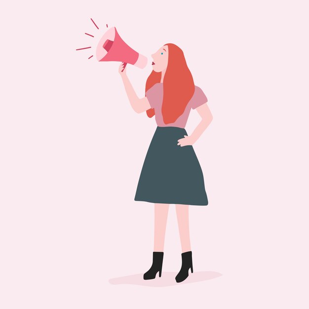 Strong woman shouting out her message vector