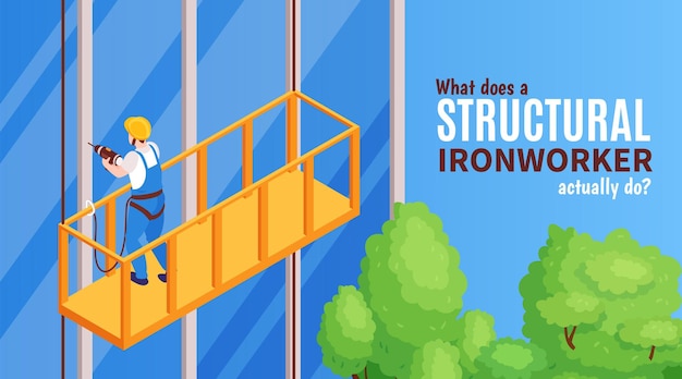 무료 벡터 구조적 ironworker 배너 그림