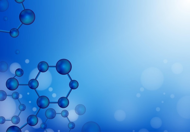 構造分子dna原子ニューロン医学の科学的背景科学技術化学分子イラスト青い背景の上にテキストのコピースペース 無料ベクター