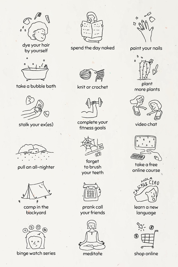 Free Vector stuck at home to do list vector