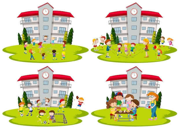 Free Vector student activity at school
