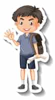 Free vector student boy waving hand cartoon character