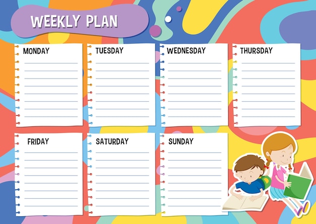 7 Days of the week. Sunday, Monday, Tuesday, Wednesday, Thursday, Friday,  Saturday. Colorful words for planner, calendar, etc. 4938967 Vector Art at  Vecteezy