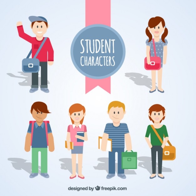 Free vector student characters