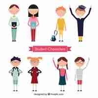 Free vector student characters