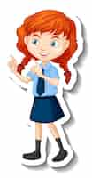 Free vector a student girl cartoon character sticker