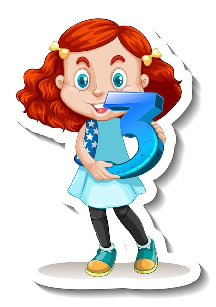 Free vector student girl holding number three