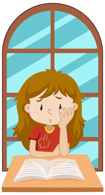 Free vector student girl simple cartoon character