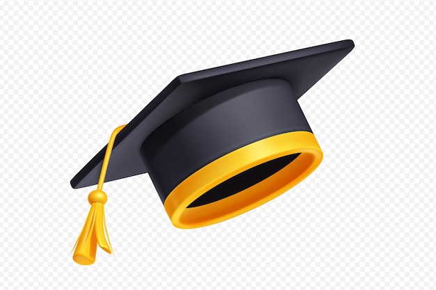 ゴールドのタッセルとリボンが付いた学生の卒業帽