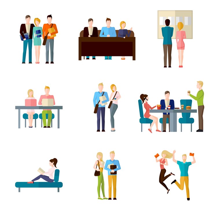 Free Vector student life set