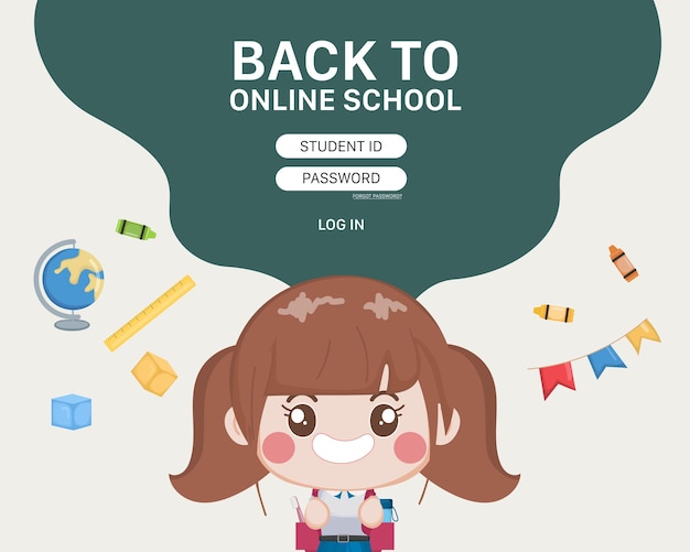 Student Online school education log-in template.