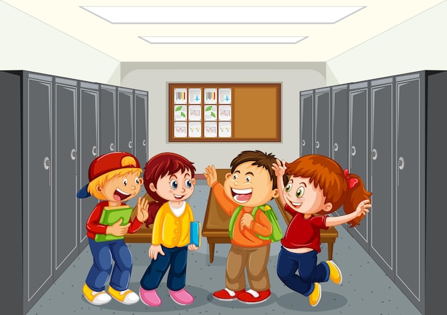 Free vector student at school hallway