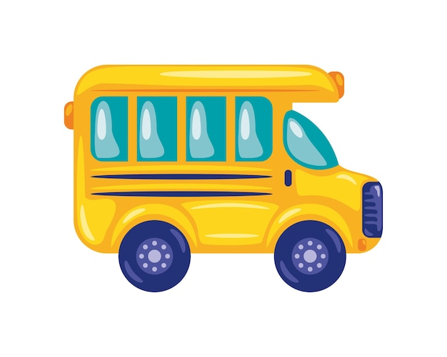 Free vector students bus school cute icon isolated