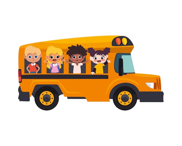 Students bus transport isolated icon