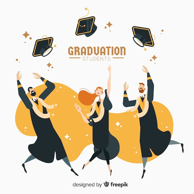 Free vector students graduation hats in the air