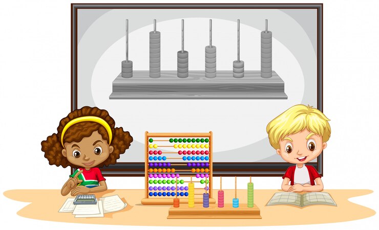 Free Vector students learning math in classroom