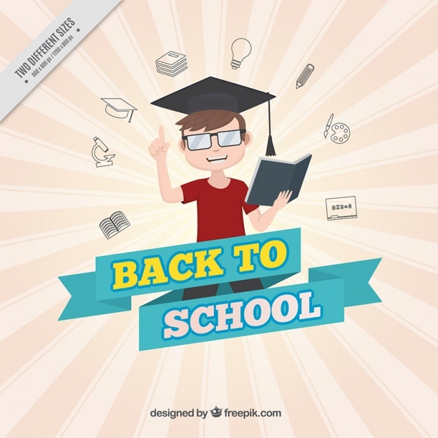 Free vector studious boy background