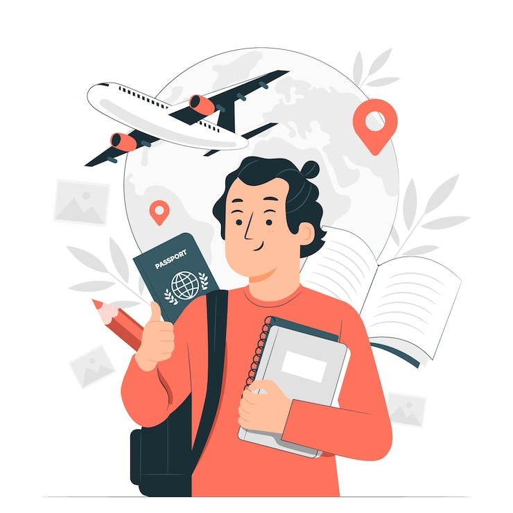Free Vector study abroad concept illustration