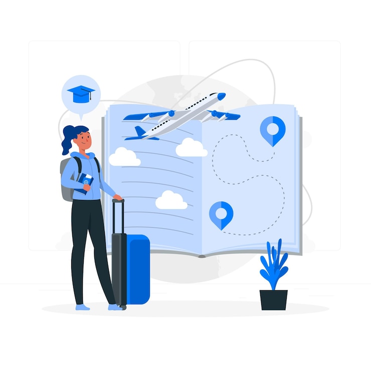 Free Vector study abroad concept illustration