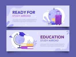 Free vector study abroad horizontal banner template