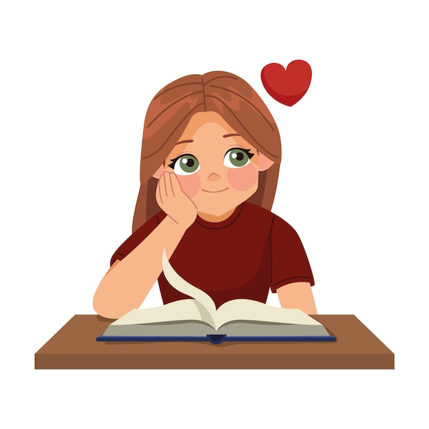 Free vector studying woman in love isolated
