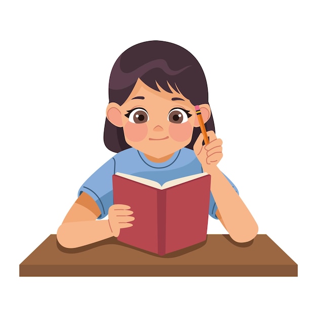 Free vector studying woman with book isolated