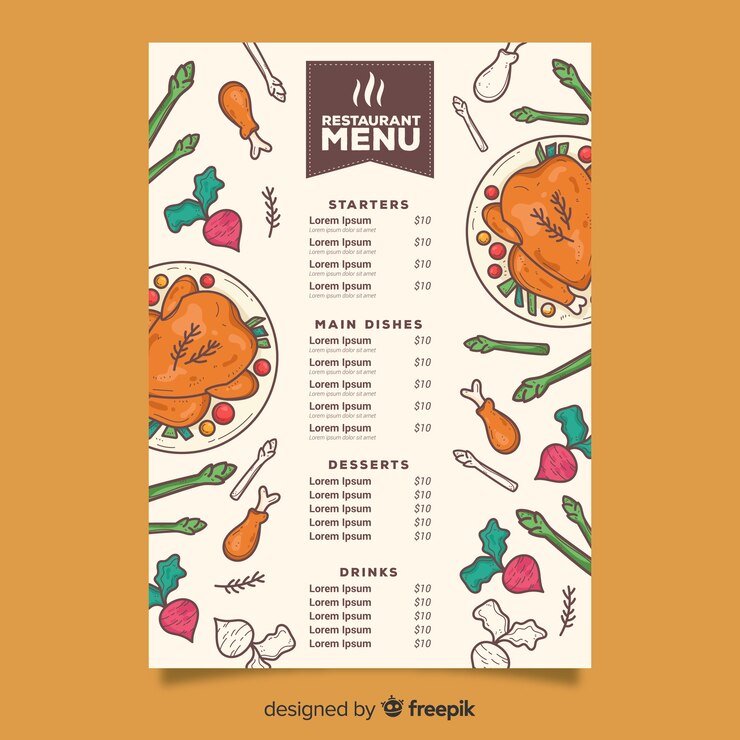 Free Vector stuffed chicken menu template