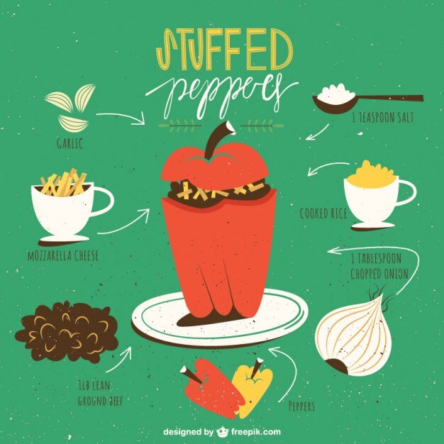 Free vector stuffed peppers recipe