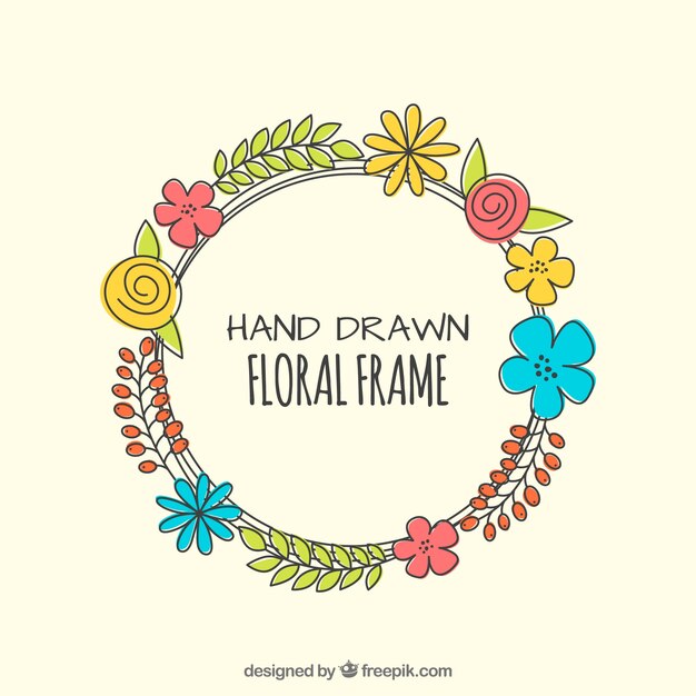 Stunning floral frame, hand-drawn style