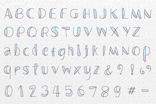 Стилизованный алфавит и набор символов на фоне белой бумаги Бесплатные векторы