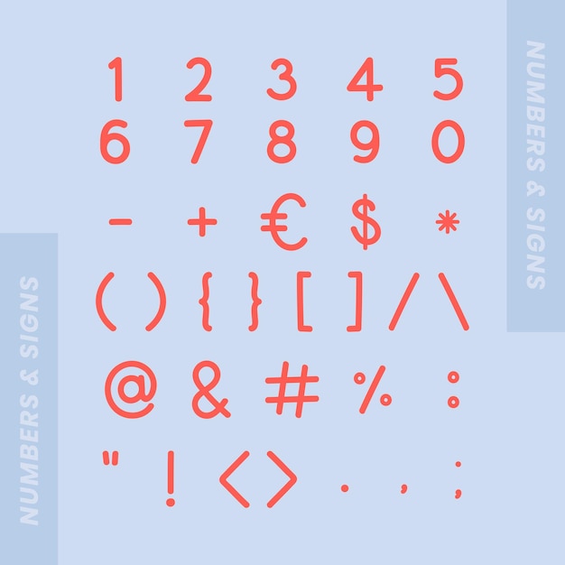 Free Vector styled numbers and symbol set vector